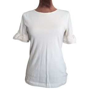 Jcrew white Ruffle sleeve T-shirt Size XS